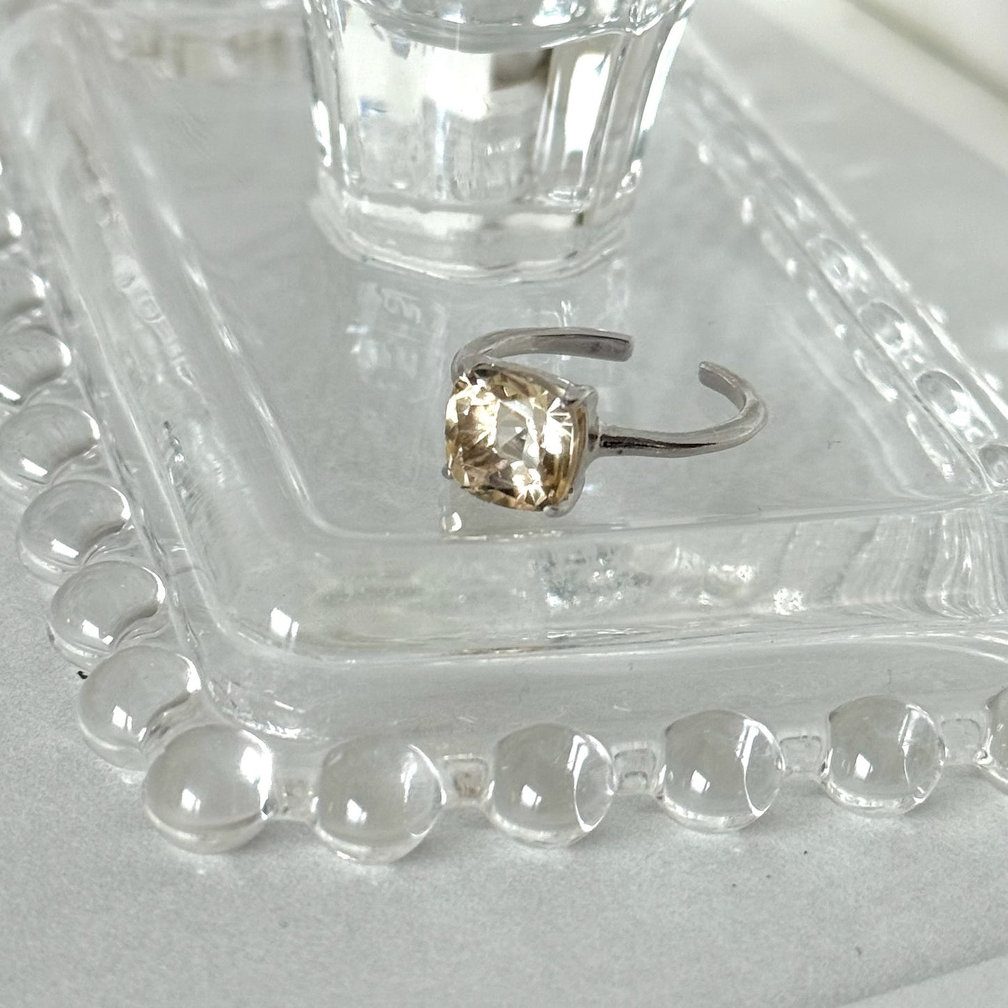 [ citorine ] square faceted cut silver