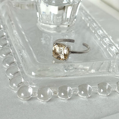 [ citorine ] square faceted cut silver