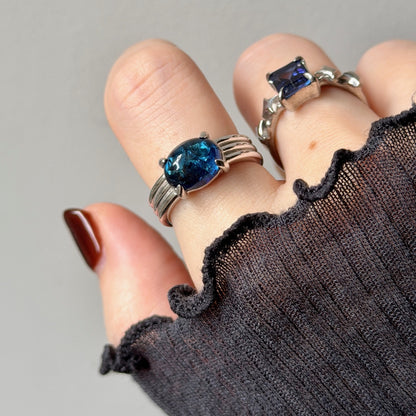 [ cracked blue amber ] trois silver