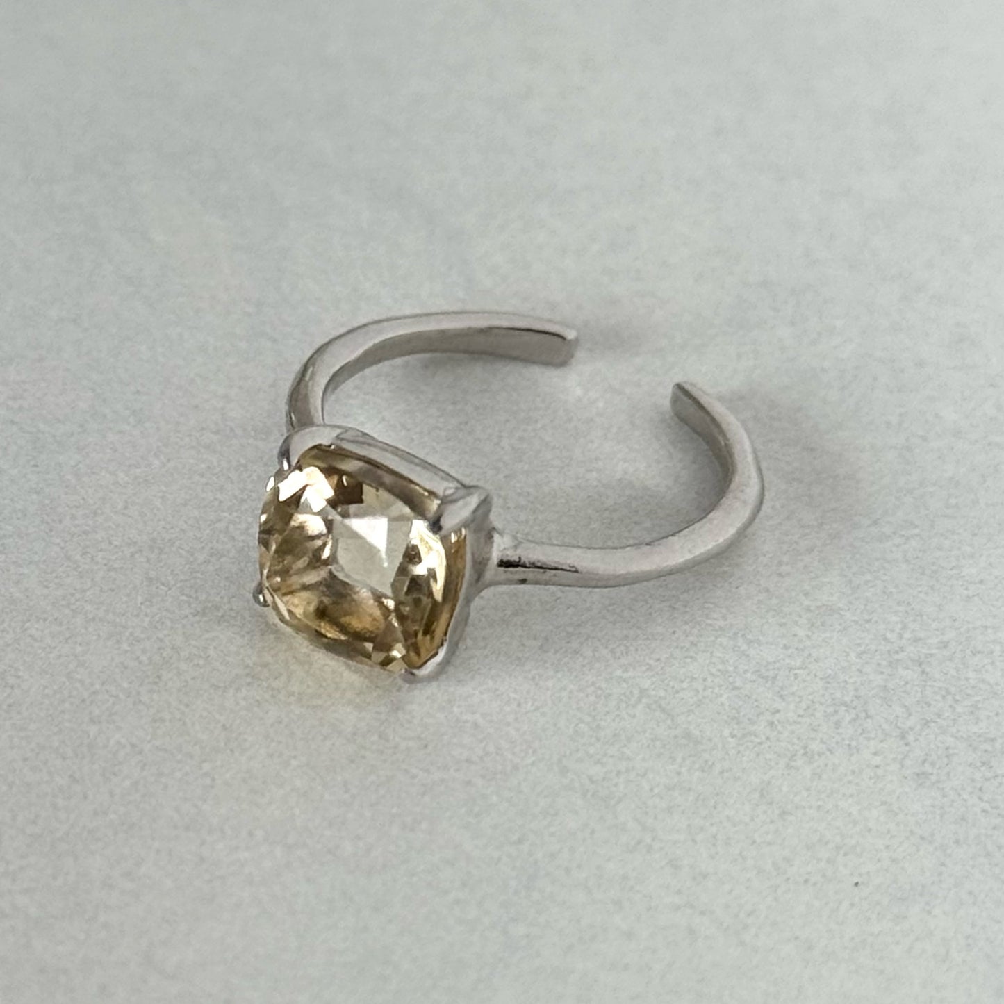 [ citorine ] square faceted cut silver