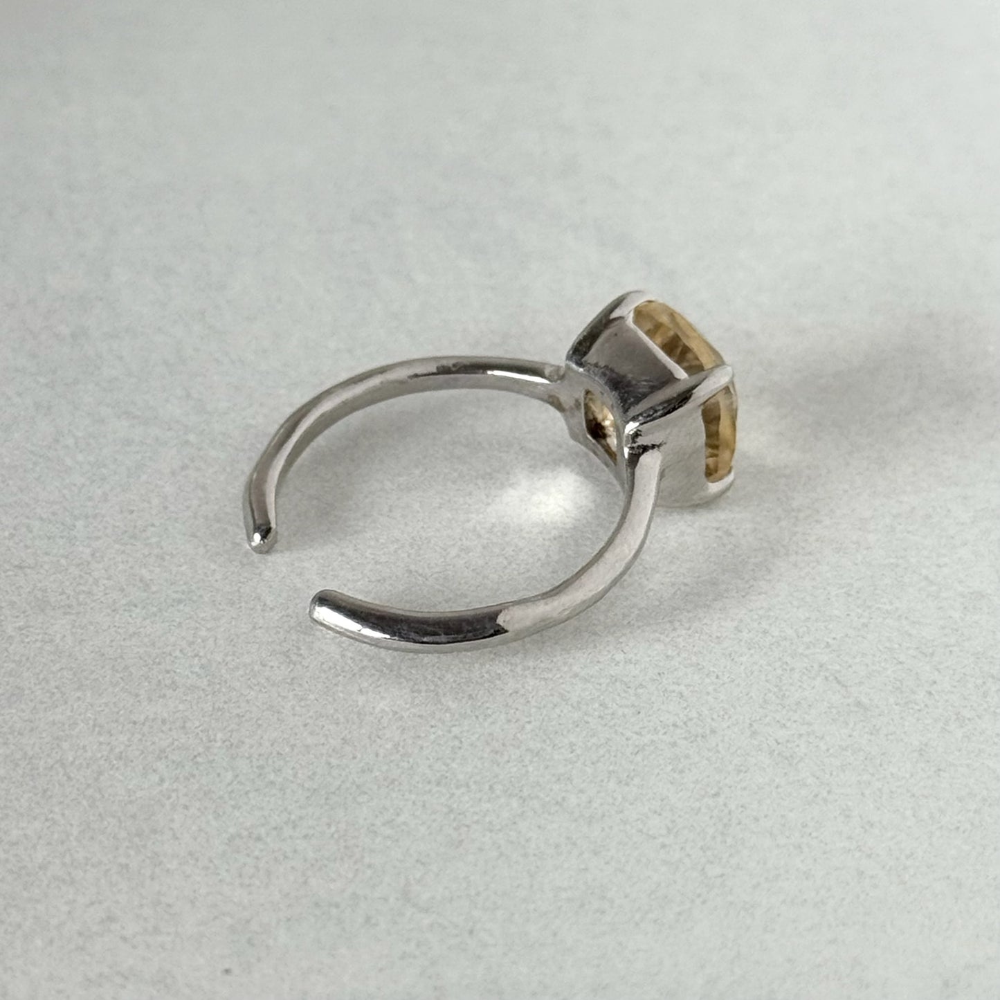 [ citorine ] square faceted cut silver