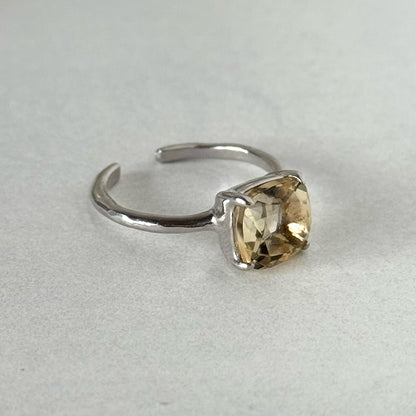 [ citorine ] square faceted cut silver