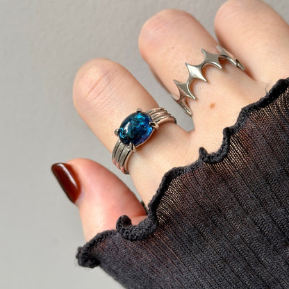 [ cracked blue amber ] trois silver