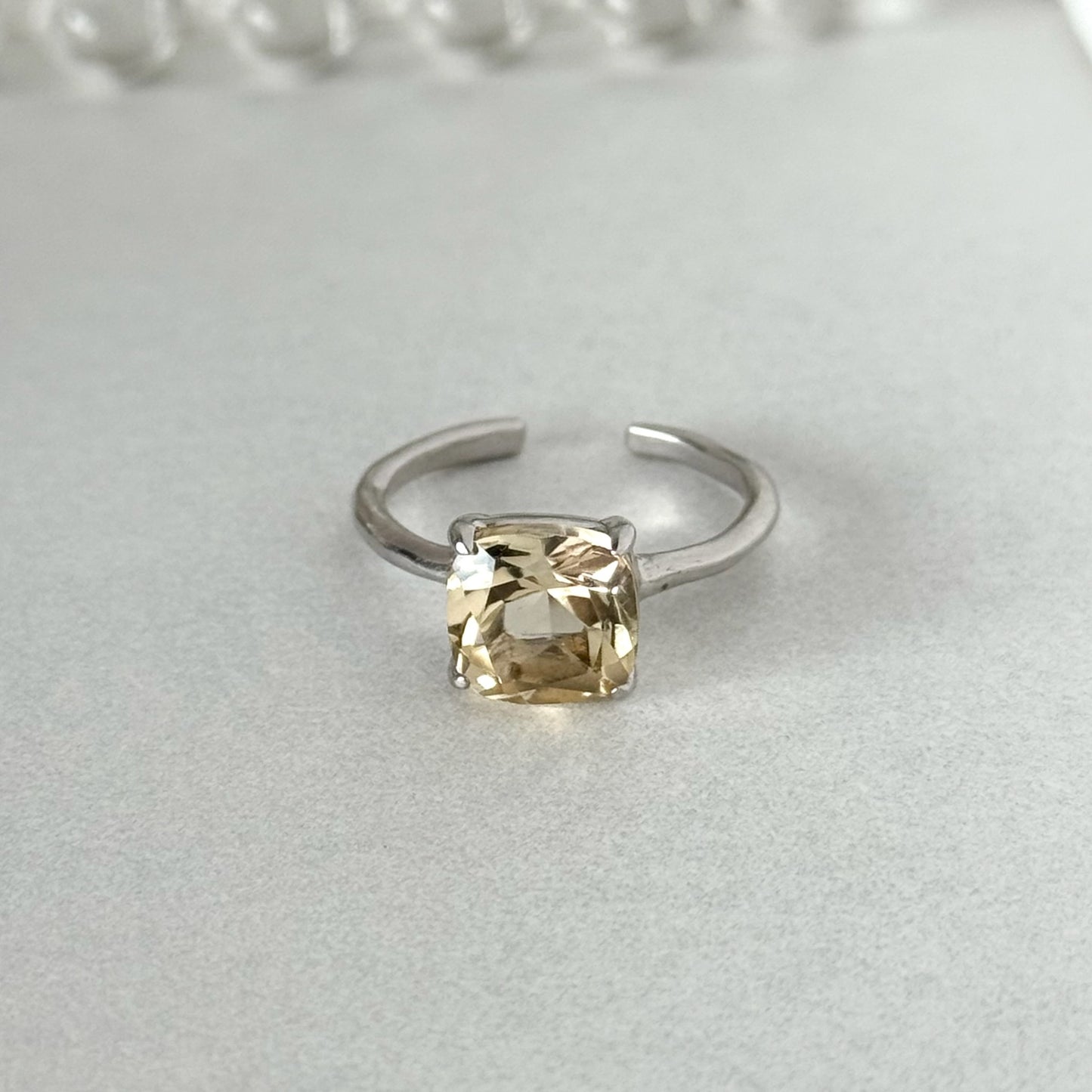 [ citorine ] square faceted cut silver