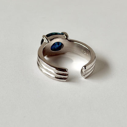 [ cracked blue amber ] trois silver