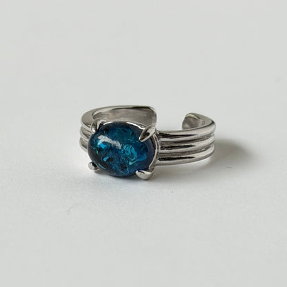 [ cracked blue amber ] trois silver