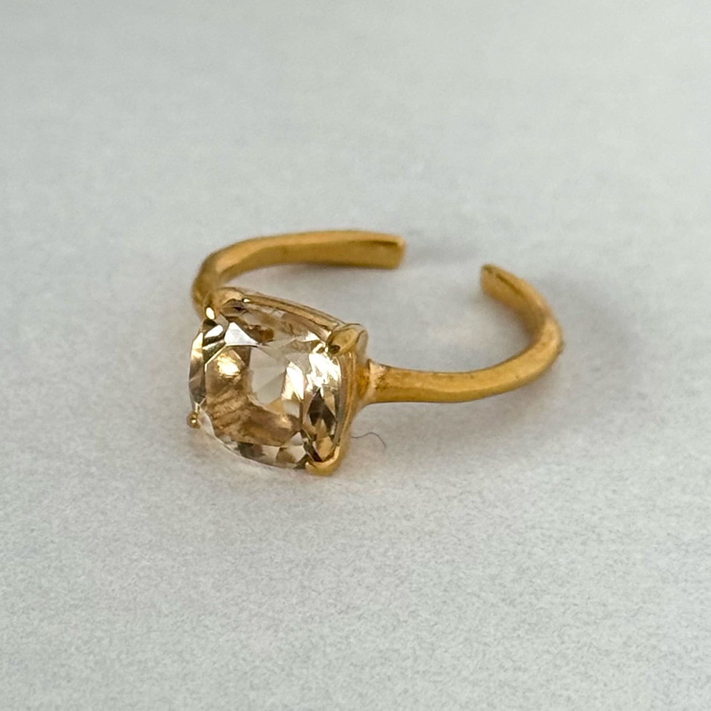 [ citorine ] square faceted cut gold