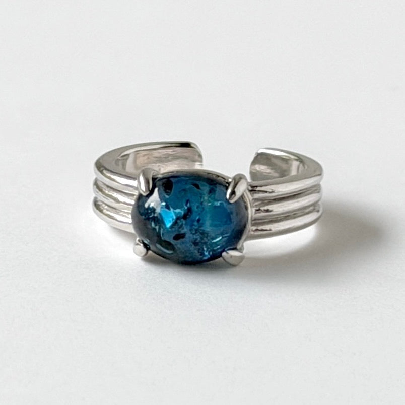 [ cracked blue amber ] trois silver
