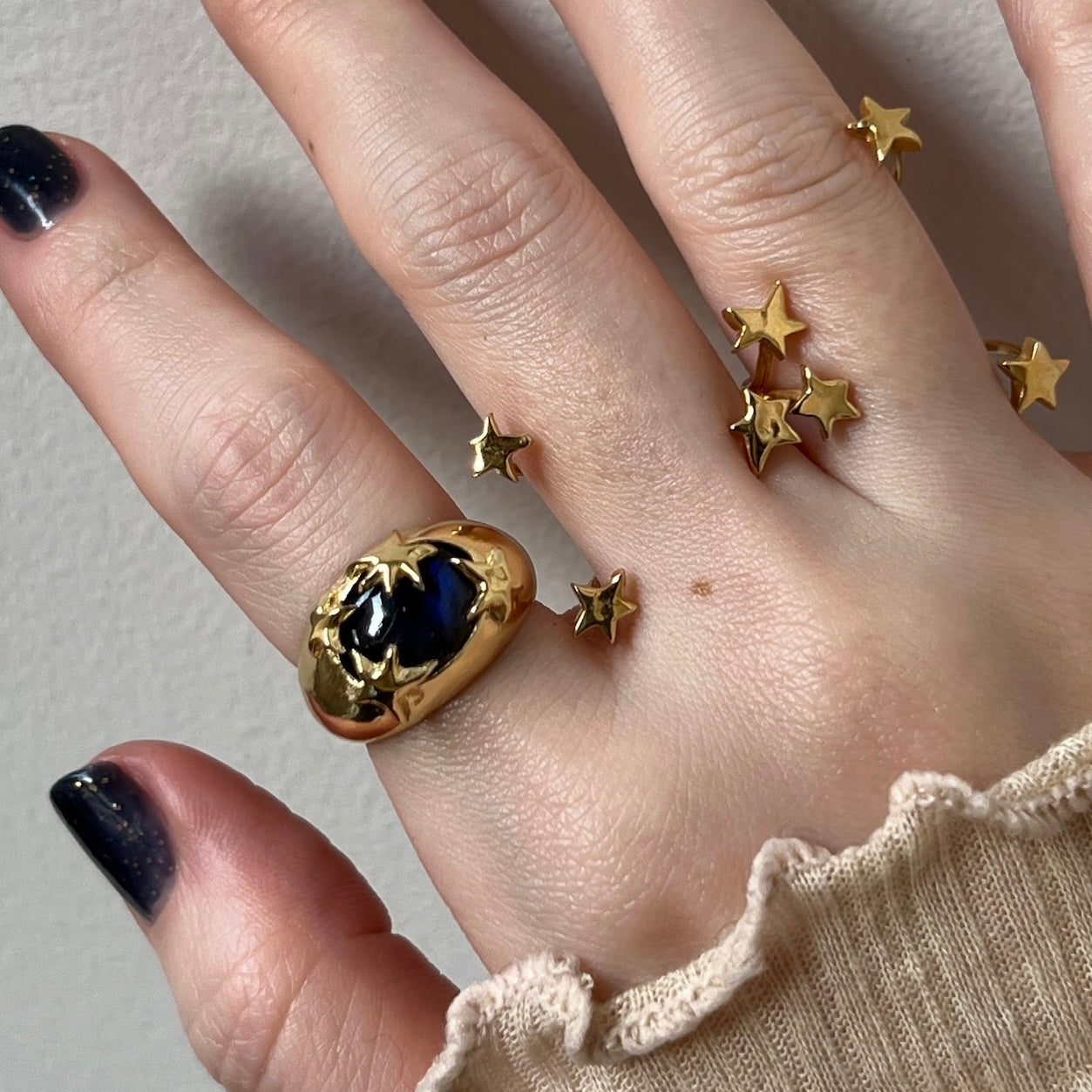 [ blue labradorite ] twinkle ring gold