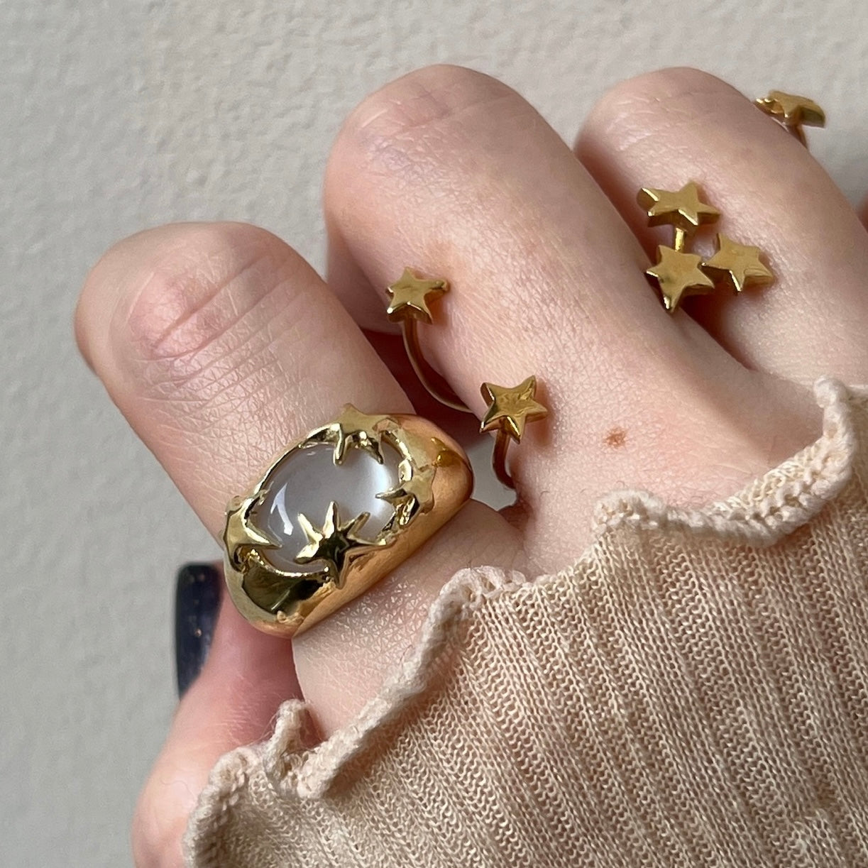 [ white moon stone ] twinkle ring gold