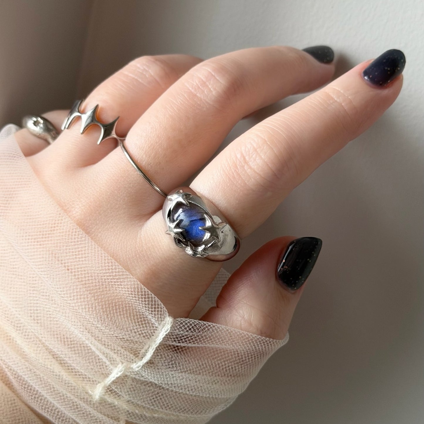 [ blue labradorite ] twinkle ring silver