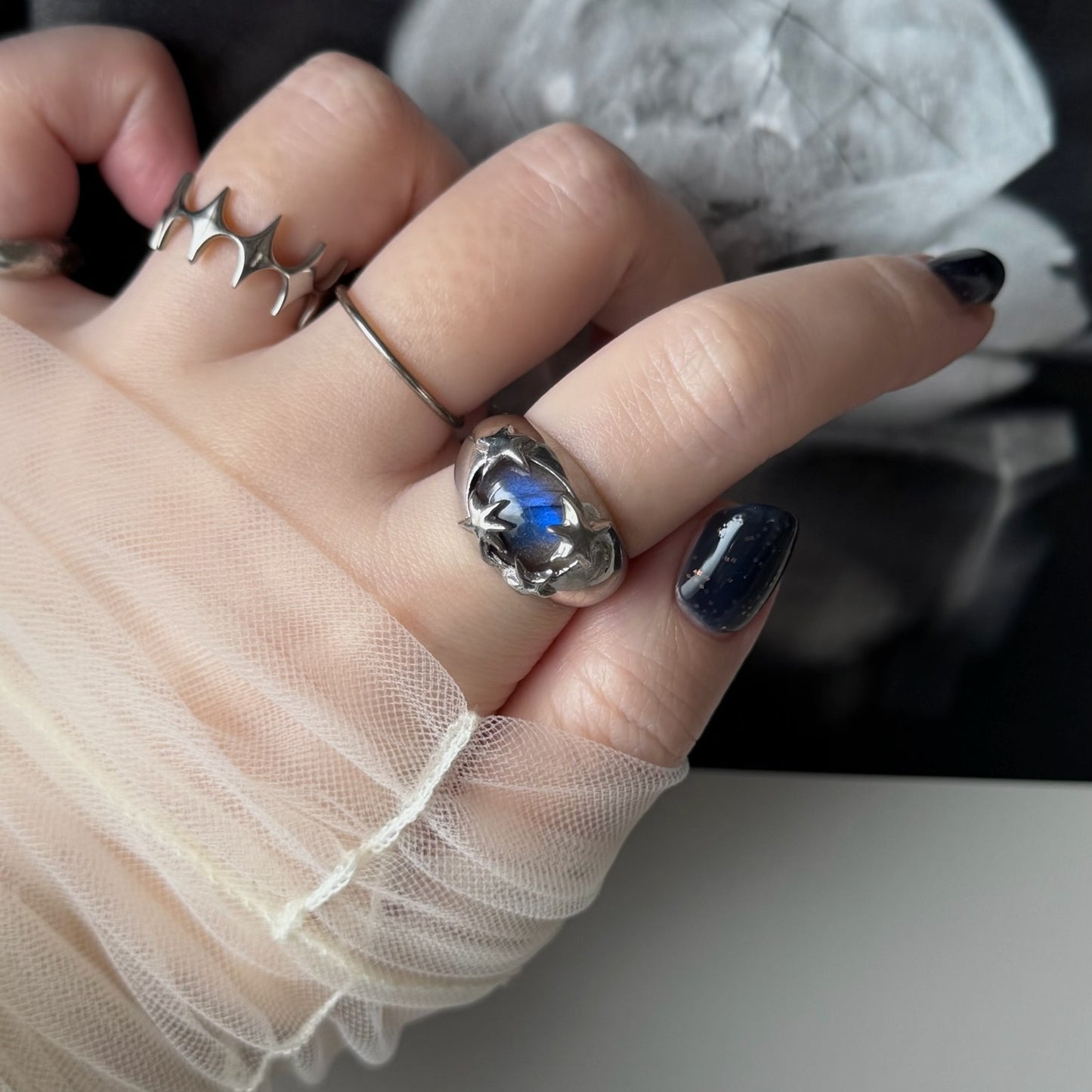 [ blue labradorite ] twinkle ring silver