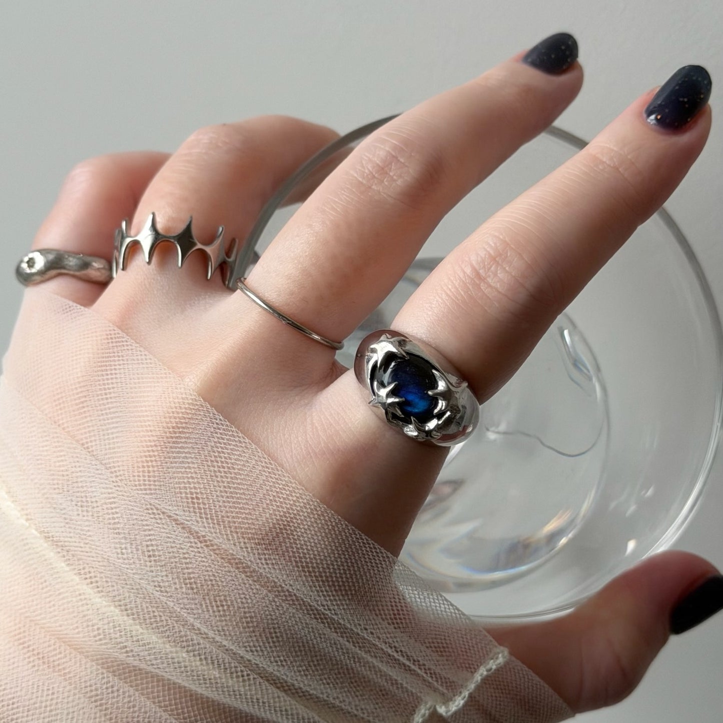 [ moss gray ] twinkle ring silver