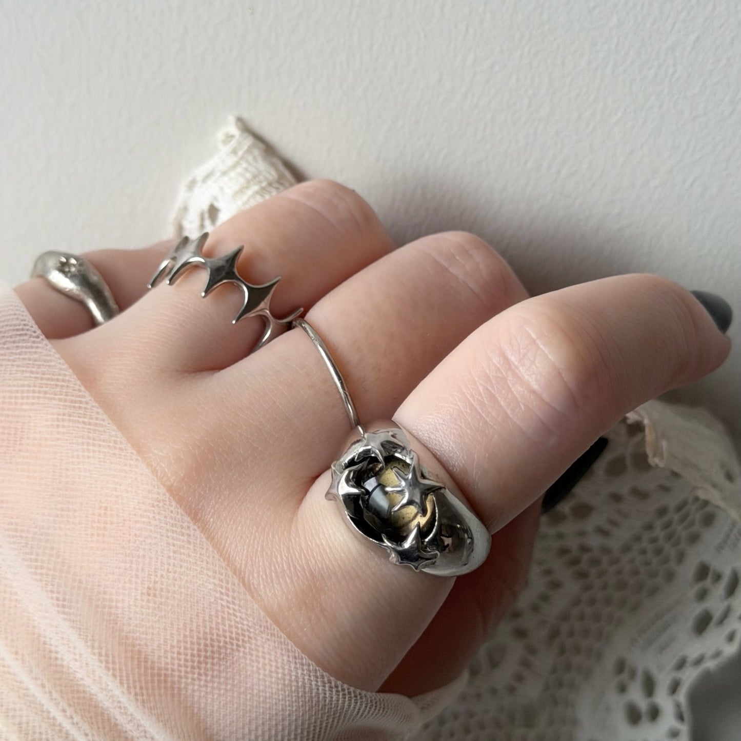 [ moss gray ] twinkle ring silver