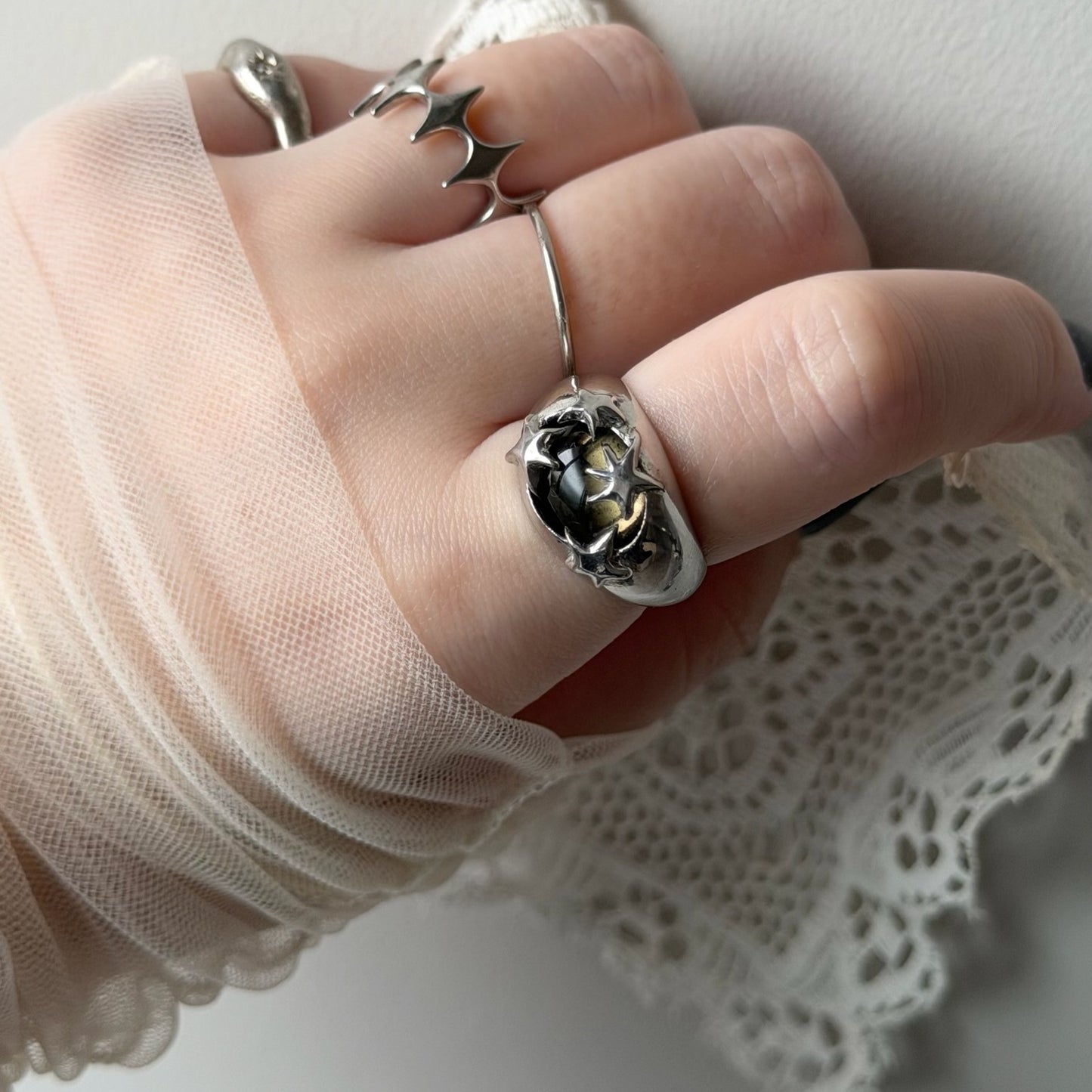[ moss gray ] twinkle ring silver
