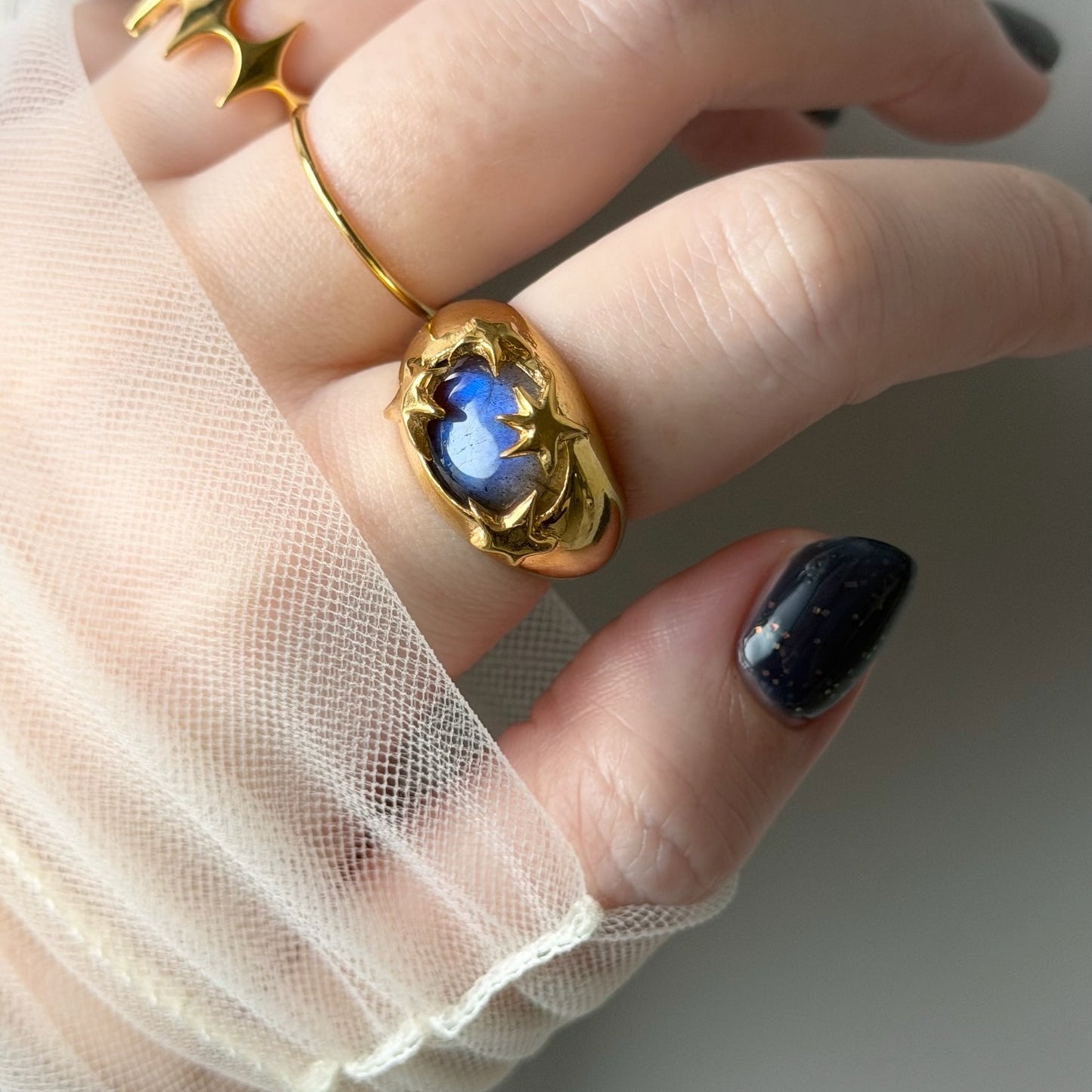 [ blue labradorite ] twinkle ring gold