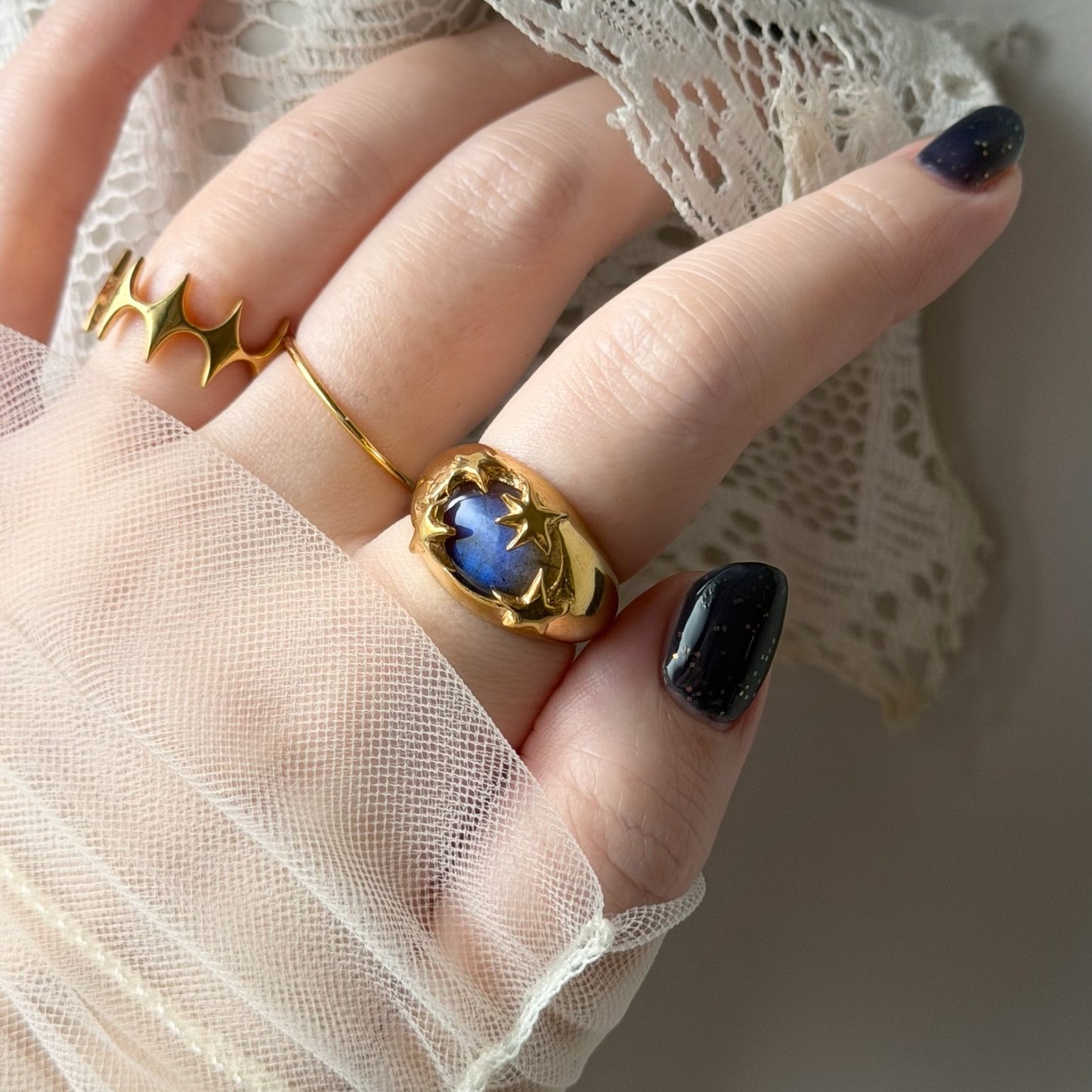 [ blue labradorite ] twinkle ring gold