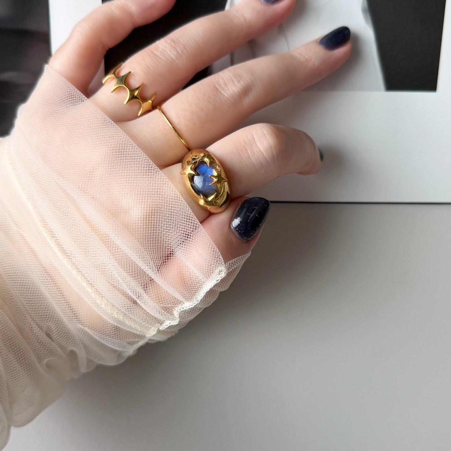 [ blue labradorite ] twinkle ring gold