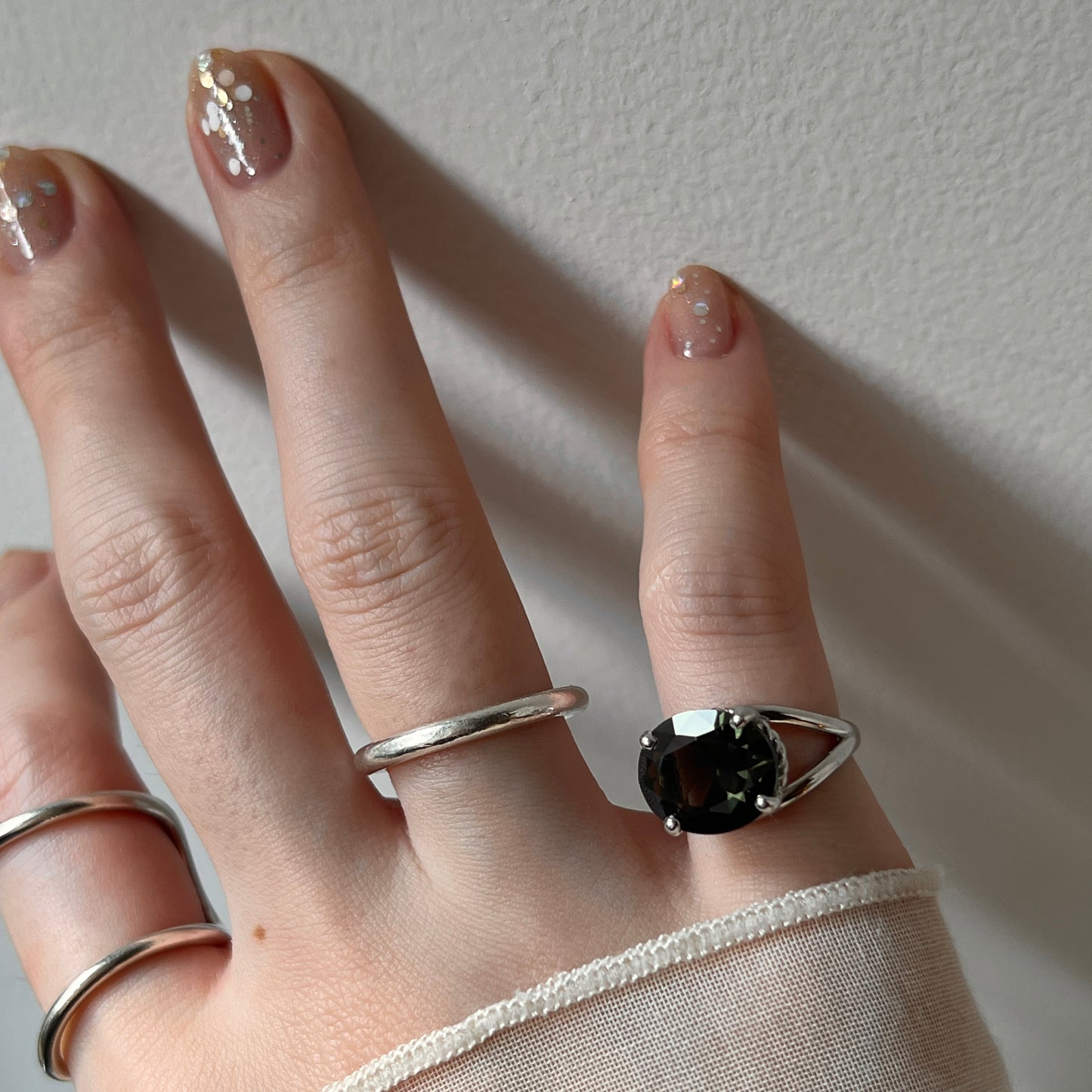 [ moss green glass ] reine -pinky silver