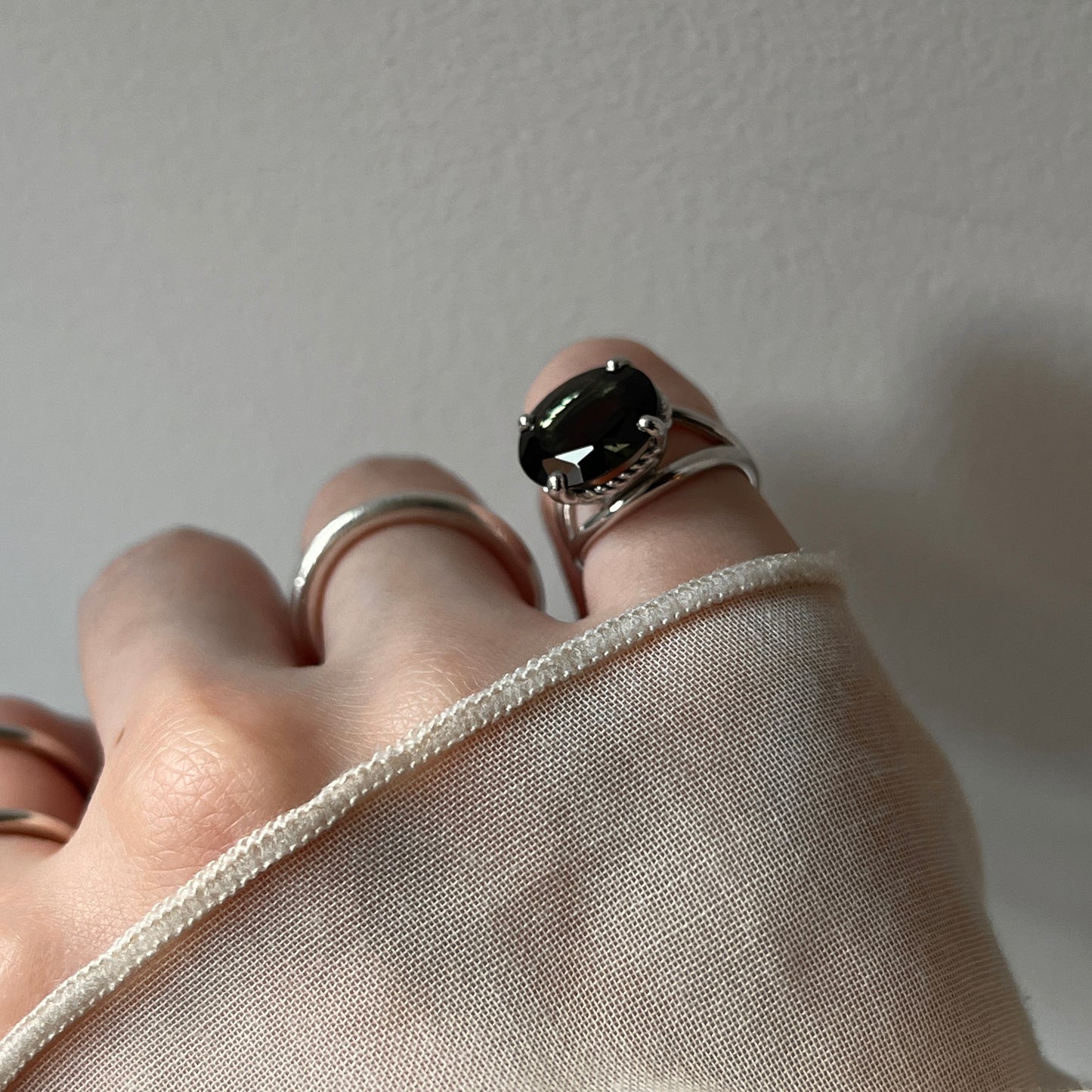 [ moss green glass ] reine -pinky silver