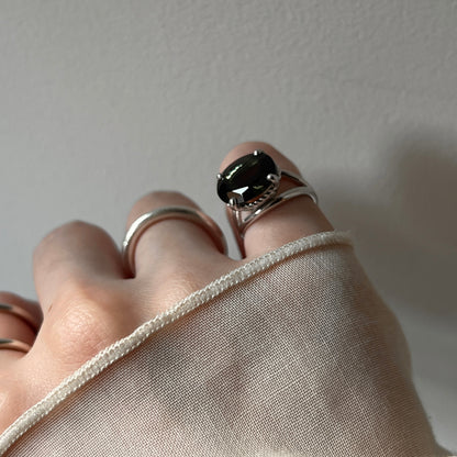 [ moss green glass ] reine -pinky silver