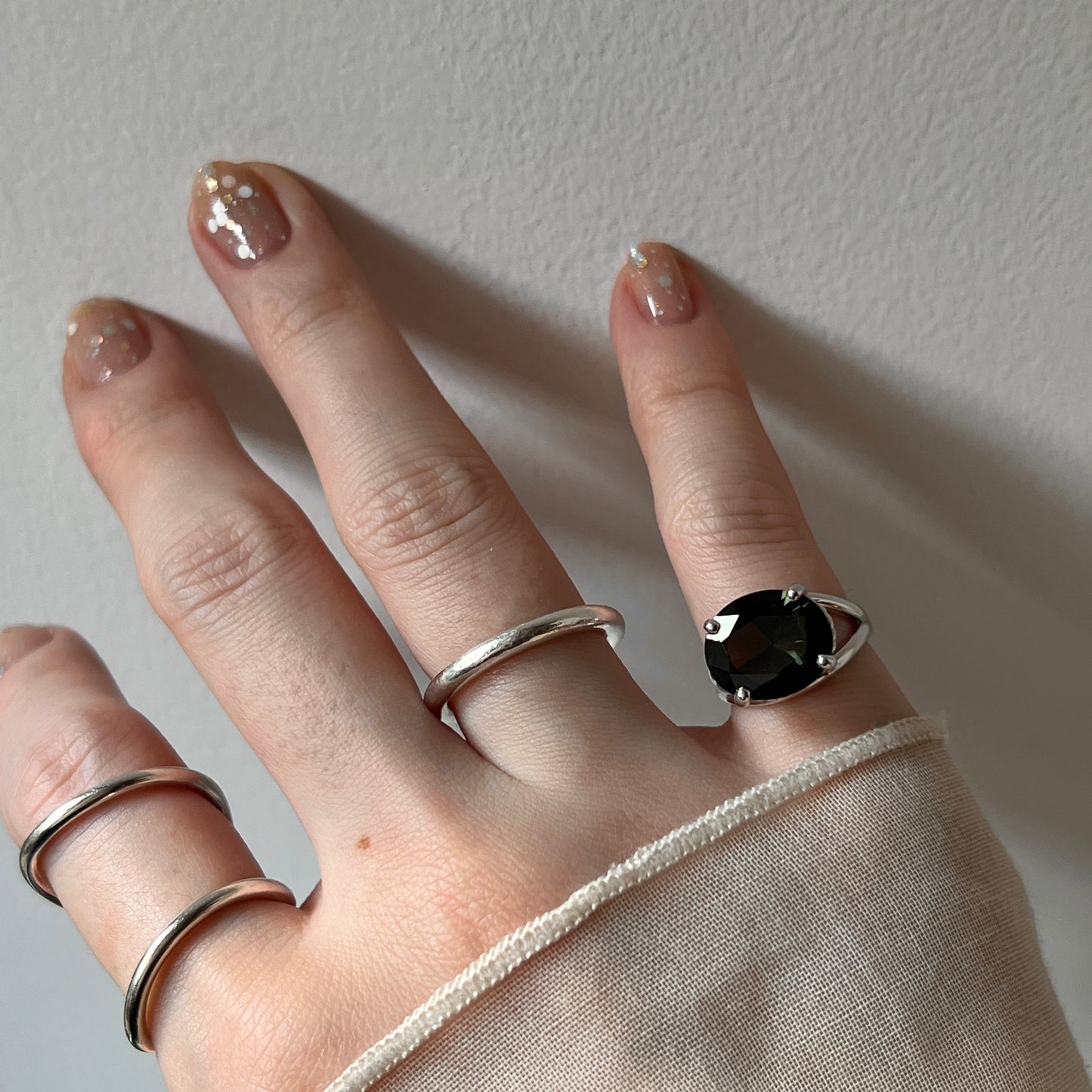 [ moss green glass ] reine -pinky silver