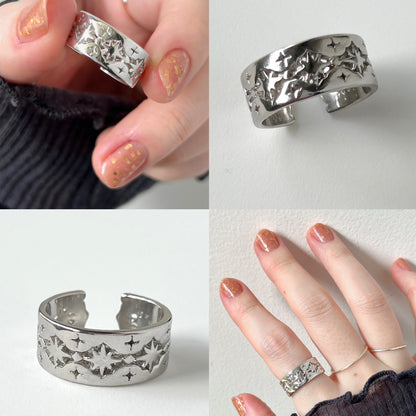 [ silver ] star lace ring [ free size ]