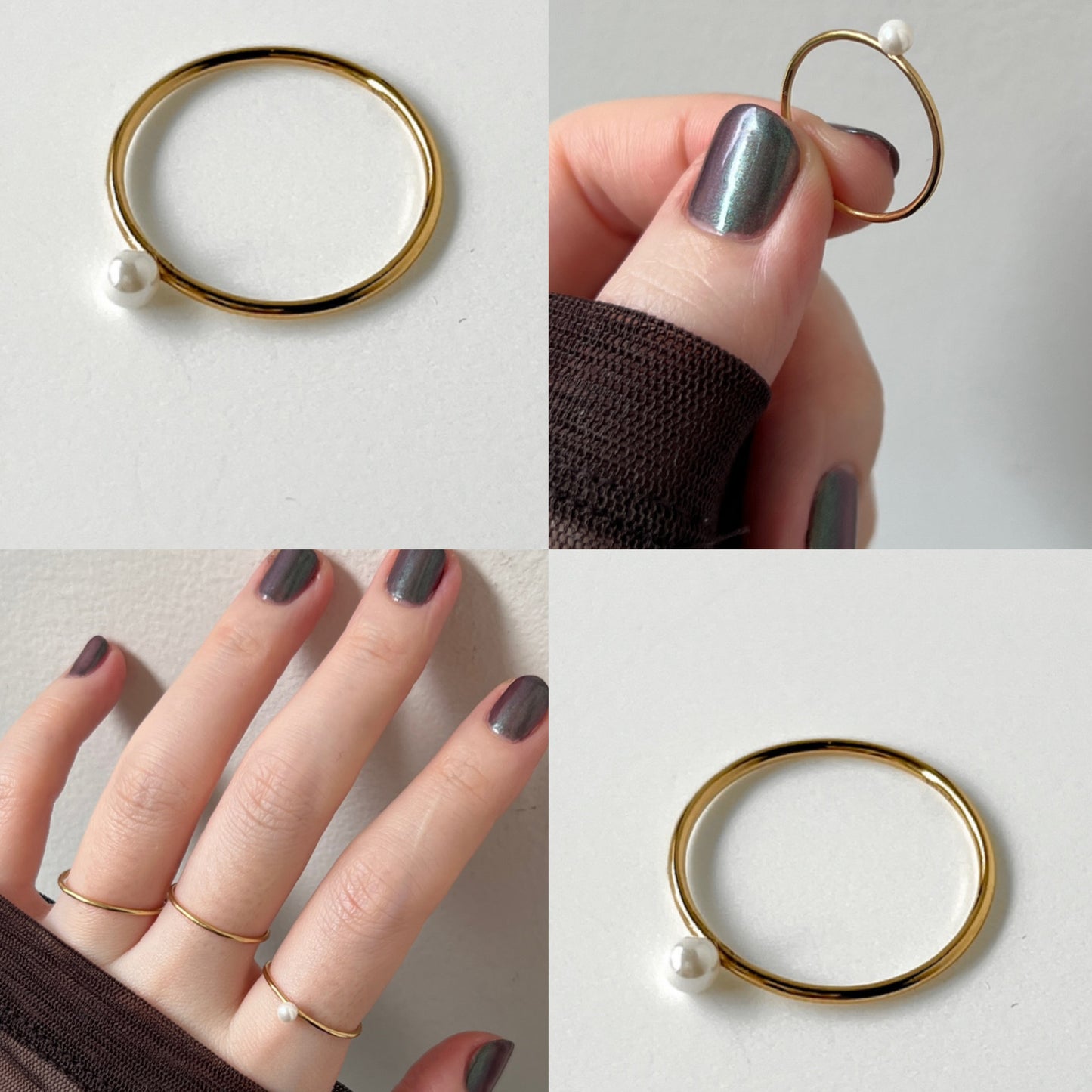 [ gold ] mini pearl ring [ free size ]