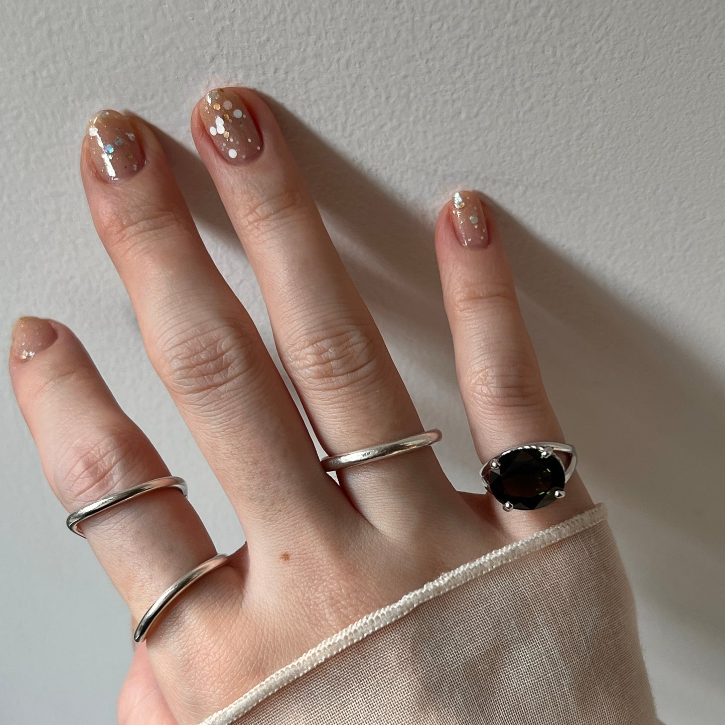 [ moss green glass ] reine -pinky silver