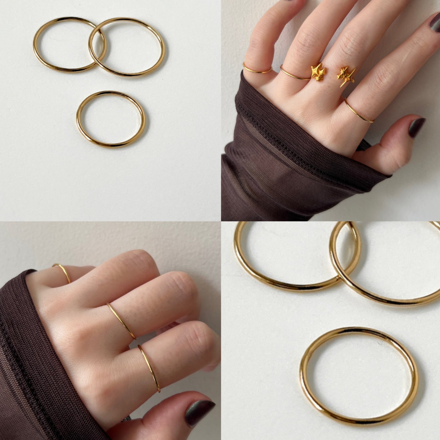 [ gold ] minimal three-ring [ free size ]