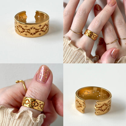 [ gold ] star lace ring [ free size ]