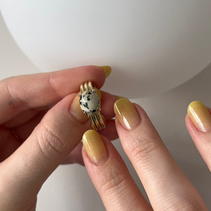 [ dalmatian jasper ]  trois gold