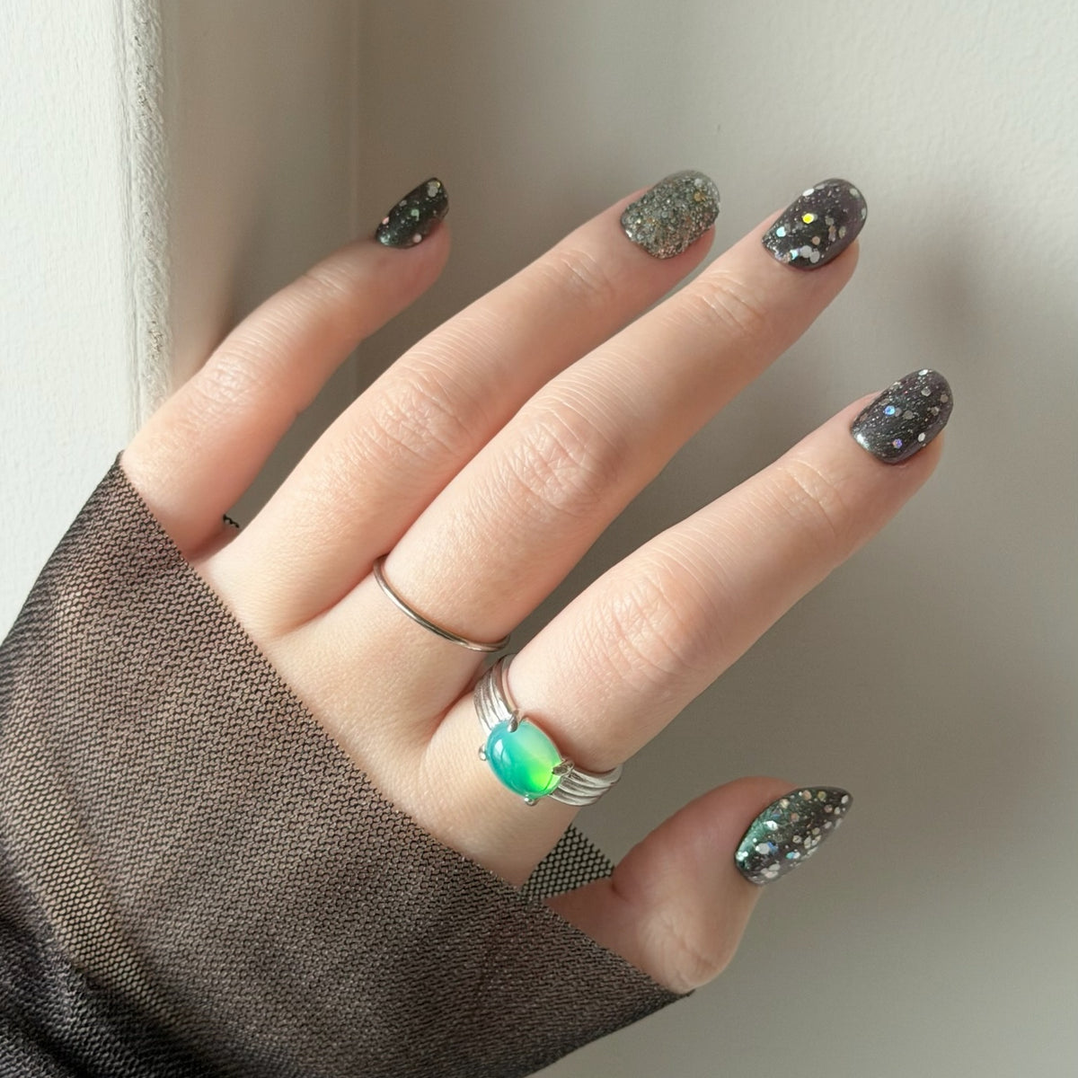 [ vintage green glass ] trois silver