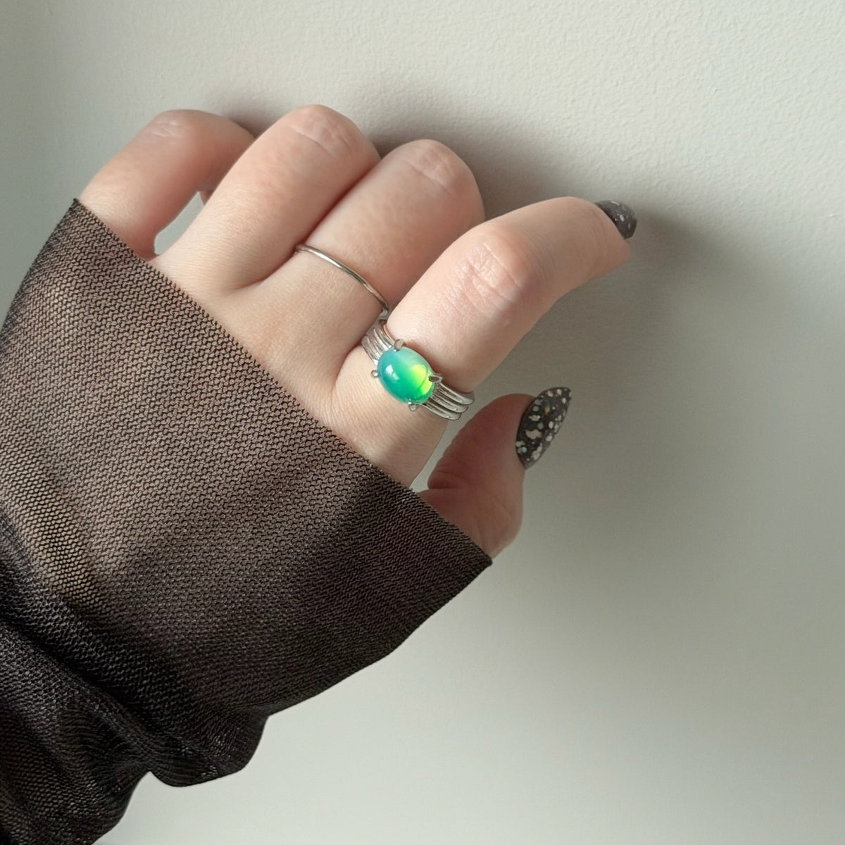 [ vintage green glass ] trois silver