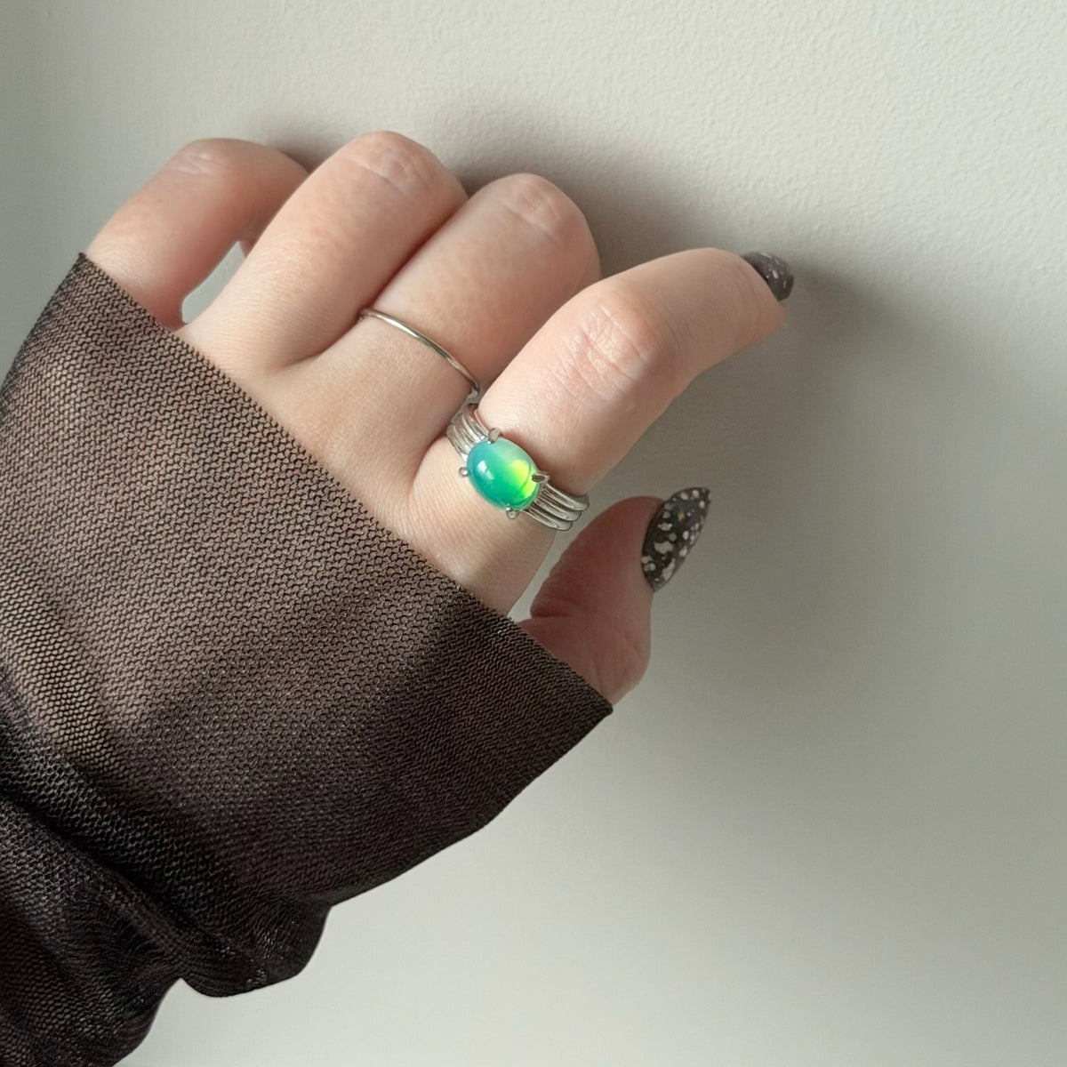 [ vintage green glass ] trois silver