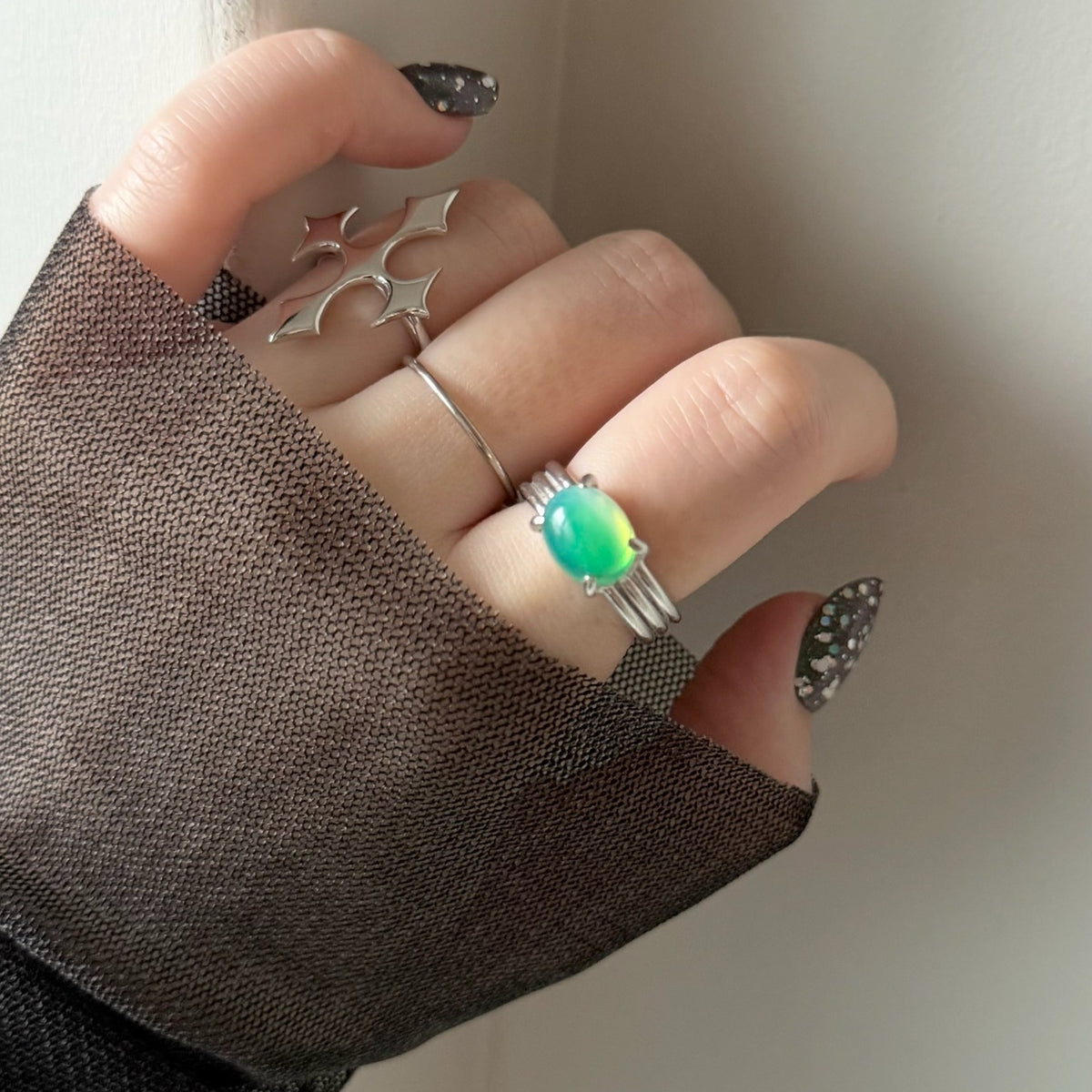 [ vintage green glass ] trois silver