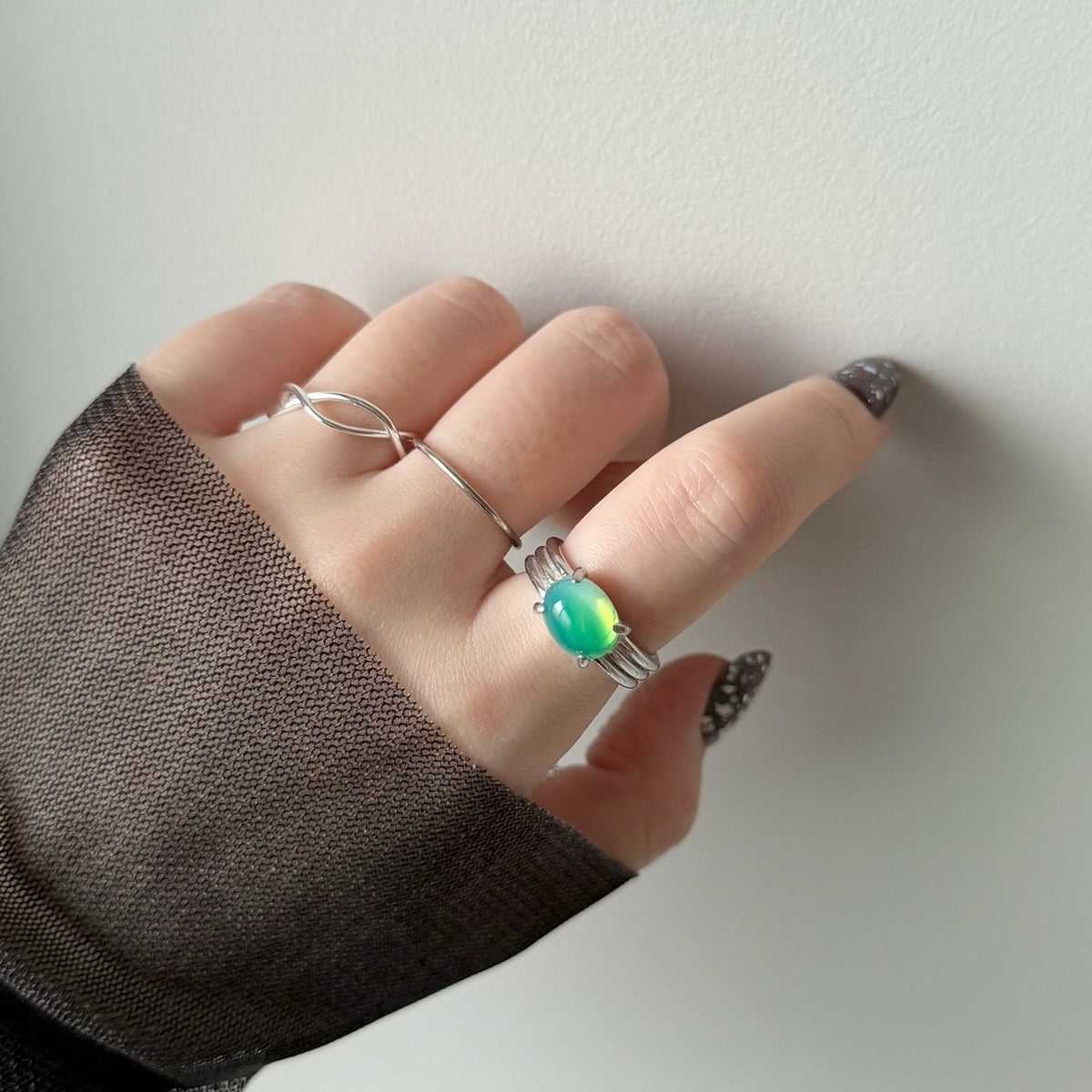 [ vintage green glass ] trois silver