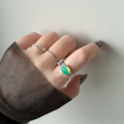 [ vintage green glass ] trois silver