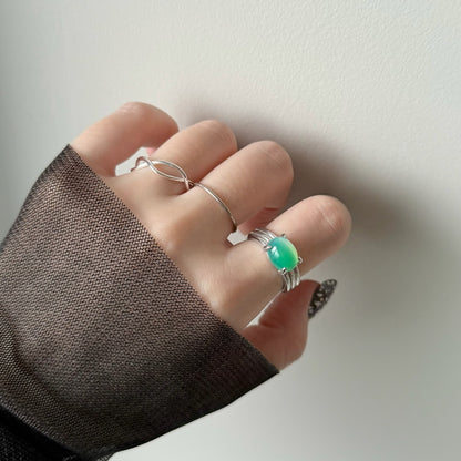 [ vintage green glass ] trois silver