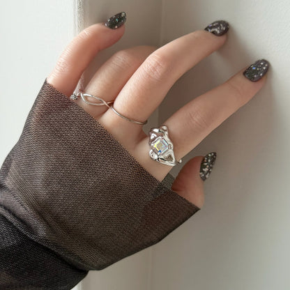 [ aurora crystal ]  melt ring  silver