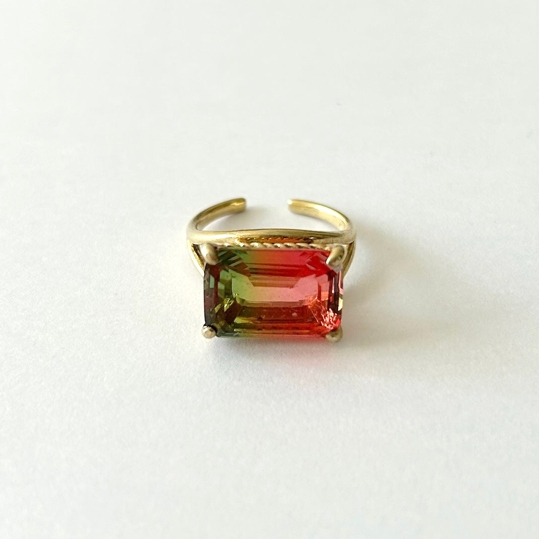 [ bicolor tourmaline WATERMELON ] reine gold - rectangle