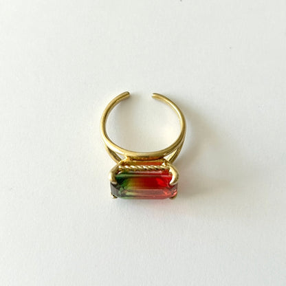 [ bicolor tourmaline WATERMELON ] reine gold - rectangle