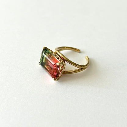 [ bicolor tourmaline WATERMELON ] reine gold - rectangle