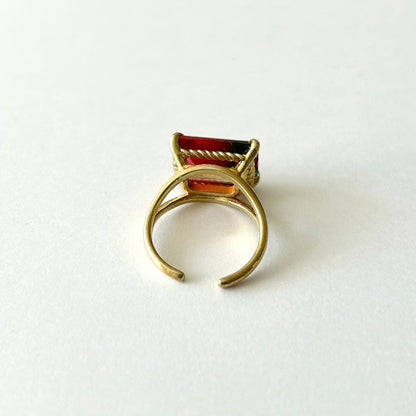 [ bicolor tourmaline WATERMELON ] reine gold - rectangle