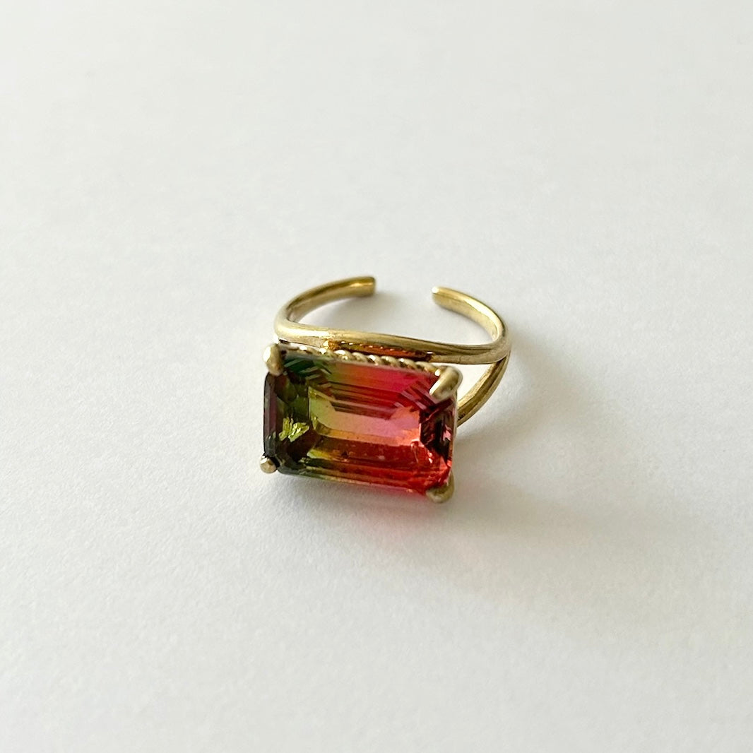 [ bicolor tourmaline WATERMELON ] reine gold - rectangle