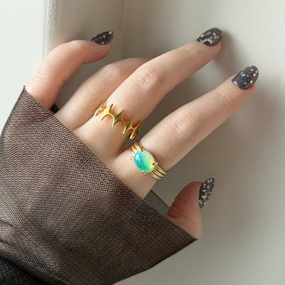 [ vintage green glass ] trois gold