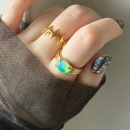 [ vintage green glass ] trois gold