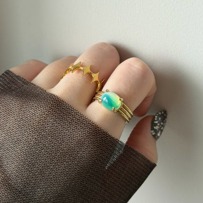 [ vintage green glass ] trois gold