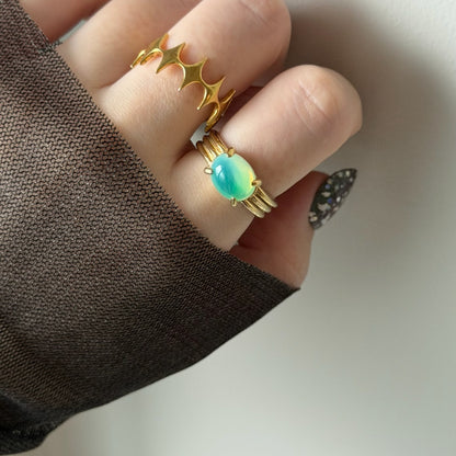 [ vintage green glass ] trois gold