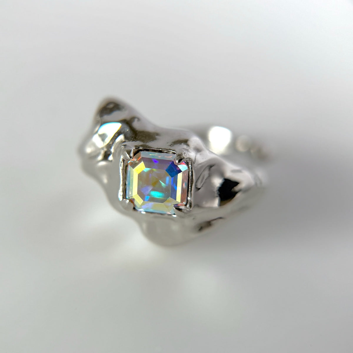 [ aurora crystal ]  melt ring  silver